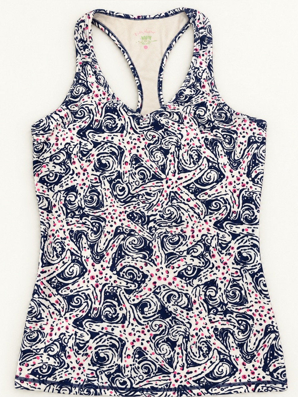 Lilly Pulitzer Luxletic Starfish Racerback Tank Top Medium Navy Pink